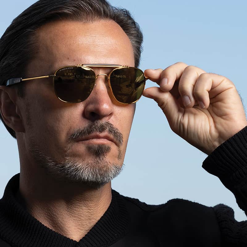 Eagle Eyes 22k Gold-finished Mercury Aviator Sunglasses